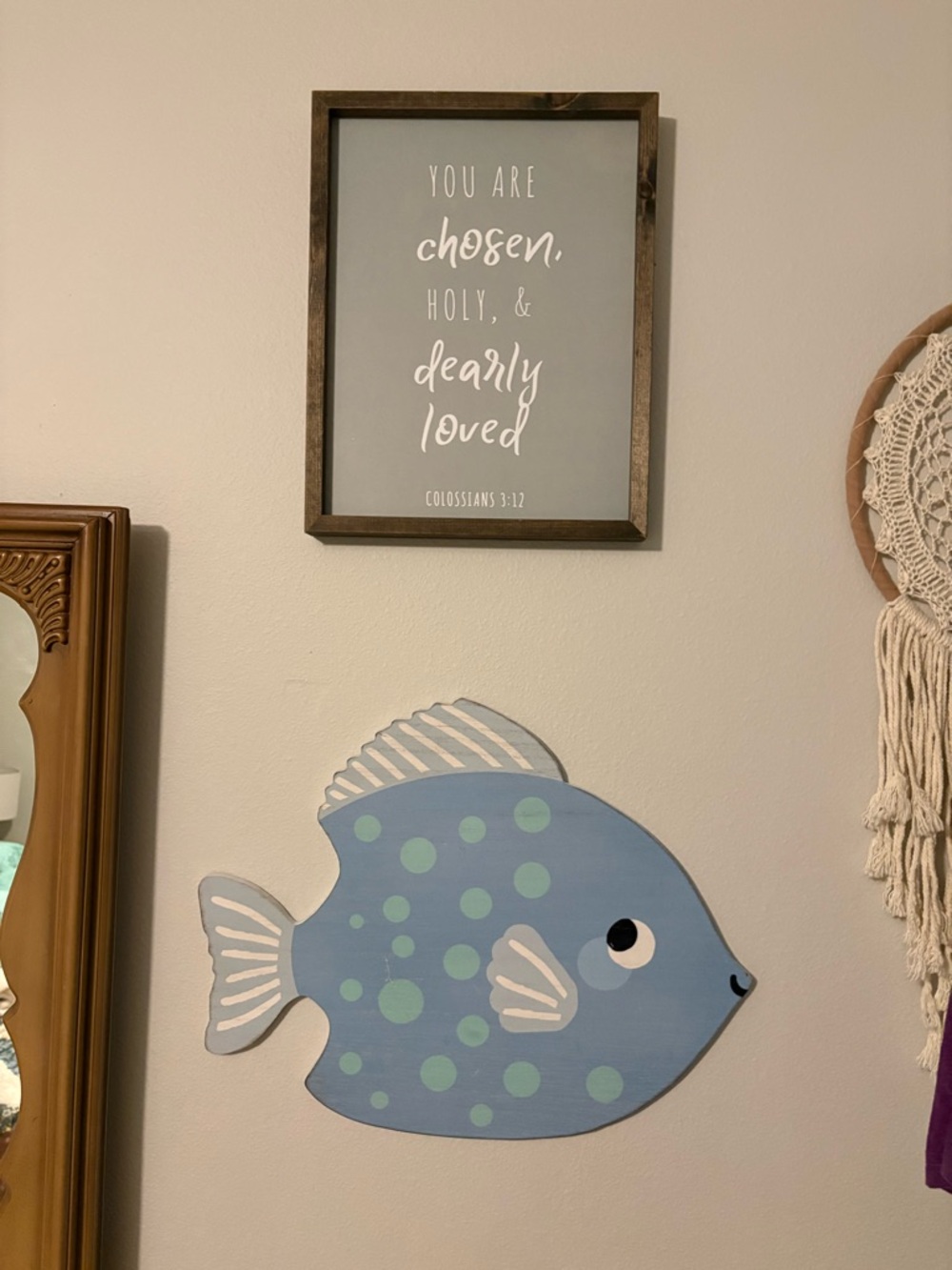 Blue Polka Dot Fish Wall Art - Home Wall Decor